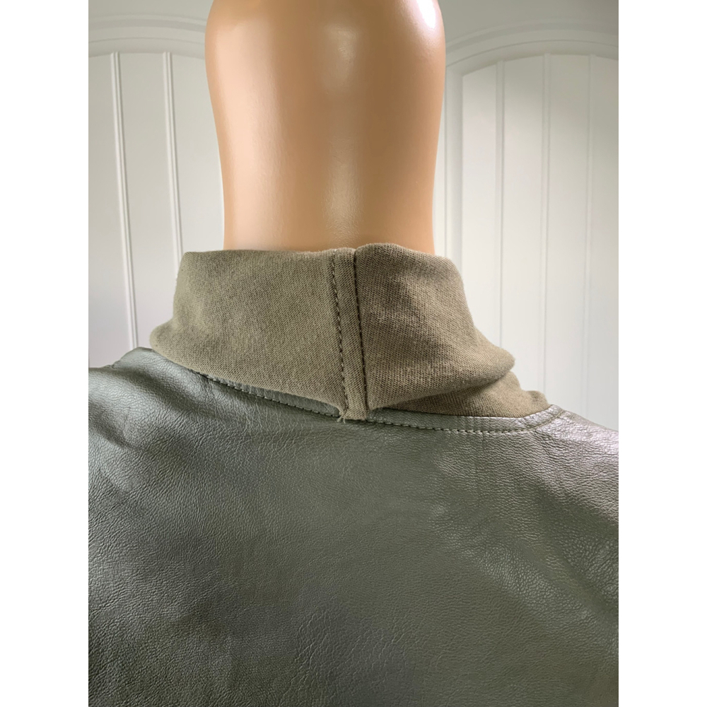 Blank NYC Women's Jacket Sz Sm Green Asymmetrical Zipper Cowl Neck Faux Leather - Picture 10 of 13
